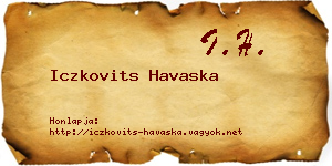 Iczkovits Havaska névjegykártya